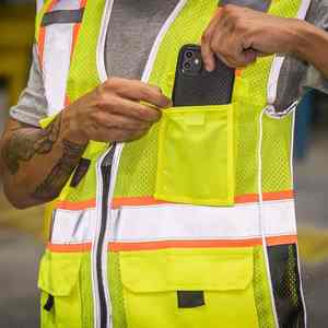 Custom Men's Hi-Visibility Cotton Safety Vest Reflective <b>Strips</b> Breathable Anti-Bacterial <b>Fabric</b> for Industrial Workwear - Product Image 4
