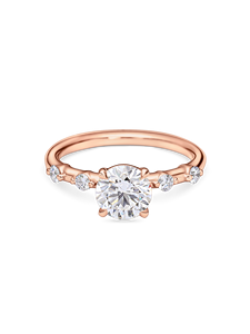 Bague de fiançailles solitaire exquise avec diamant de laboratoire de 1+ carat et épaules serties de diamants |   Or jaune, blanc, rose et platine 18 carats - Product Image 4