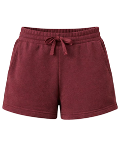 Custom Burgundy Women Sweat Shorts Cotton Fleece Elastic Waist <b>Drawstring</b> Gym Casual Summer Shorts OEM Manufacturer Supplier - Product Image 1