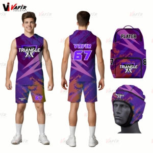 Uniforme de compression imprimé par sublimation 7on7, casque rembourré, gants respirants, antibactériens, séchage rapide, sans manches, personnalisé - Product Image 2