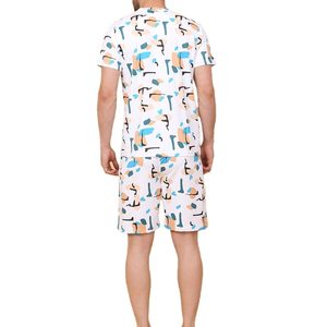 ชุดเสื้อยืดและกางเกงขาสั้นผู้ชาย OEM ชุดลำลองฤดูร้อนสำหรับผู้ชาย ชุดเสื้อและกางเกงขาสั้นโพลีเอสเตอร์แบบซับลิเมชั่น - Product Image 2