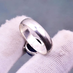 Handcrafted 925 Sterling Silver Lapis Lazuli <b>Ring</b> Round Blue Cabochon <b>Statement</b> <b>Ring</b> Natural Gemstone Wholesale Jewelry - Product Image 4