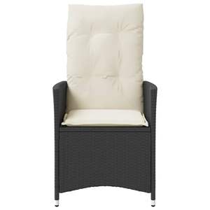 Silla de Jardín Reclinable de Ratán Negro con Cojín, Muebles de Exterior Contemporáneos - Product Image 6