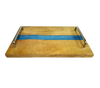 Plateaux de service en bois et résine époxy, 5 pièces, plateaux de service rustiques pour hôtel et Restaurant, pour Table basse, cuisine, vente en gros