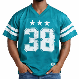 Camiseta Deportiva de Fútbol Americano para Hombre, Cuello en V, Número Desgastado, Personalizable, Fabricante OEM de Ropa Deportiva con Marca Privada - Product Image 1