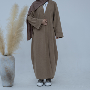 Hot Loriya Fashion Islamic Clothing Winter Abaya Corduroy Fabric Open Abaya Turkey Designs Women's Dresses <b>Cardigan</b> Plain Abaya - Product Image 6