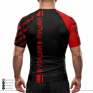 MAWRA Rashguard Profesional de MMA al por Mayor, Camiseta de Compresión BJJ con Logo Personalizado, Manga Corta, Top de Entrenamiento de Grappling MMA para Hombre - Product Image 2