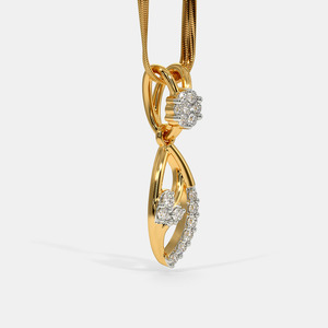 Collar con Colgante de Diamante Cultivado en Laboratorio en Forma de Lágrima Floral en Oro Amarillo - Product Image 6