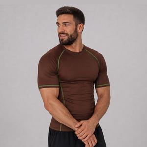 Maillot de compression à manches courtes pour homme imprimé par sublimation, idéal pour la gym, le fitness, l'entraînement, le MMA et le grappling – Vente en gros - Product Image 6