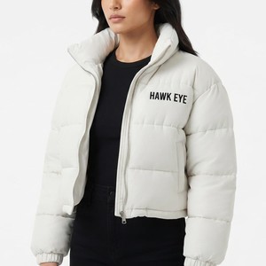 <b>Women's</b> Cropped <b>Waterproof</b> <b>Padded</b> <b>Jacket</b> Winter Warm Quilted Coat Stand Collar Custom Logo Wholesale Manufacturer - Product Image 4