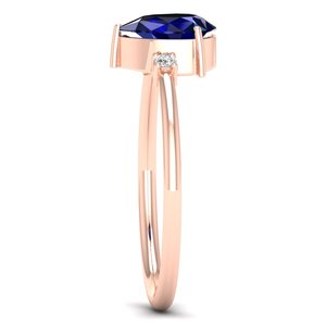 Anillos de Zafiro Azul de 1 Quilate con Corte Pera en Oro Rosa de 14K, Diseño de Lujo REYES, para Mujer, con Certificado GRA, Joyería de Regalo con Moissanita - Product Image 3