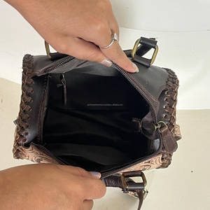 New Arrival Hot Selling Hand Tooled Cowhide <b>Leather</b> <b>Small</b> Speedy <b>Bags</b> Trending Spade Design Floral Crossbody Travel Handbags - Product Image 6