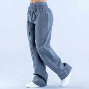 Pantalon de jogging décontracté à jambe large avec logo personnalisé, vente en gros, pour femme, longueur intégrale, couleur unie, respirant, écologique, en promotion - Product Image 2