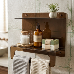 Organisateur mural flottant minimaliste en acier avec design géométrique en Z - Product Image 2