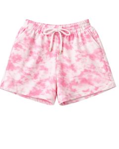 Conjunto de dos piezas para mujer: Top corto acanalado y shorts con cordón, rosa tie-dye, informal, para estar en casa, fabricante personalizado OEM - Product Image 3