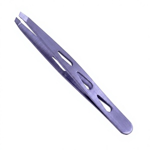 Pince à épiler multifonctionnelle en acier inoxydable à pointe inclinée pour les yeux, les cils et les sourcils - Product Image 1