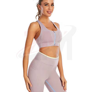 Sujetadores deportivos de nailon y spandex para mujer, para yoga y gimnasio, de alta elasticidad, ajustables, con cremallera, para busto grande, en oferta, con logo personalizado. - Product Image 2