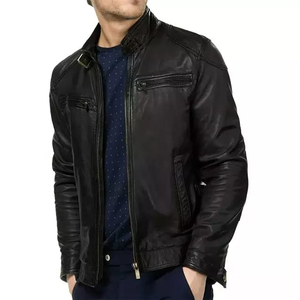 <b>Men's</b> Fashionable Leather <b>Jackets</b> Smooth High Street Stylish Look Customized Size Black Leather <b>Jacket</b> for <b>Men</b> - Product Image 4
