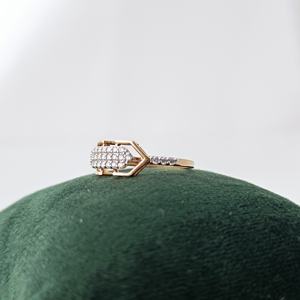 18ct Gold Cubic Zirconia Geometric Hexagon Link <b>Ring</b> for Women Modern Minimal <b>Statement</b> Design Wedding Party Daily Wear Fine - Product Image 3