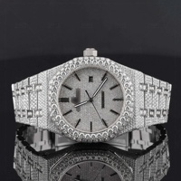 Montre de luxe royale en acier inoxydable à quartz, avec aiguilles en verre, ton or rose blanc-jaune, entièrement sertie de moissanite