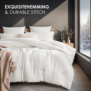 Set Copripiumino Oversize Queen Size Bianco Neve per Camere da Letto e Hotel - Imbottitura Nordi - Product Image 5