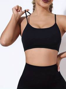 Women's Plus Size Ruched V Neck High Stretch Breathable Eco-Friendly Fitness Sports Bra Front High Quality Activewear Backless - Product Image 2
