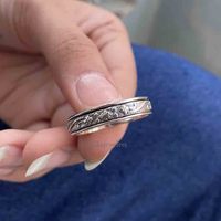 Bague anti-stress classique en argent sterling 925 avec incrustation sertie et anneau rotatif, certifiée par un tiers, unisexe, pour l'anxiété