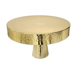 Décoration d'intérieur : Présentoir à gâteau rond vintage plaqué argent avec finition martelée et bordure perlée pour mariages et fêtes - Product Image 5