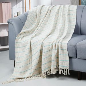 100% Cotton Personalized Modern Simple Geometric Pattern Throw Blanket Large Size Sofa Bed Home Decor Black White Woven <b>Hotels</b> - Product Image 1