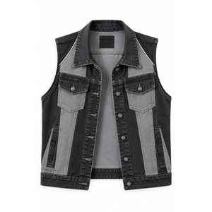 Gilet en jean vintage pour femme avec détails de patchwork, commandes à faible MOQ pour les détaillants de vêtements aux États-Unis - Product Image 6
