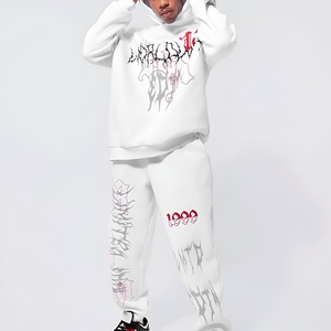 Ensemble de survêtement pour homme avec sweat à capuche et pantalon de jogging, logo brodé, streetwear décontracté, coupe ample, vêtements d'hiver, logo personnalisé, vente en gros - Product Image 1