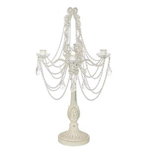 Candelabro Blanco Antiguo de 5 Brazos, Portavelas de Metal de Alta Calidad Hecho a Mano para Decoración de Piso en Hoteles y Restaurantes - Product Image 1