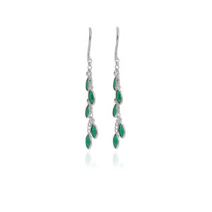 Hermosos y Elegantes Pendientes Colgantes con Forma de Hoja Verde Esmeralda, Joyería de Plata de Ley 925 para Mujeres y Niñas, para Usar en Fiestas - Product Image 1