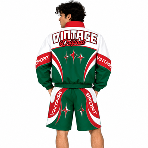 Ensemble coupe-vent 2 pièces personnalisé : veste et short, patchwork nylon polyester, streetwear, survêtement, coupe-vent court, sweats à capuche pour hommes, vente en gros - Product Image 3