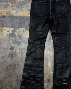 Trendy Custom Designer Skinny Studded Ripped Distress Waxed Bell Bottom <b>Boot</b> Cut Flared Baggy Stacked Denim Jeans <b>Pants</b> for Men - Product Image 5