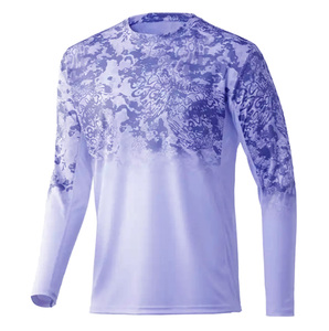 Chemise de pêche unisexe à manches longues avec capuche, 100 % polyester, personnalisable OEM, respirante, avec masque intégré, protection UPF 50+, vêtements de pêche à transfert thermique - Product Image 1