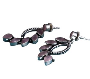 Premium Quality Trendy Oxidized <b>Silver</b> <b>Dangle</b> Pink Monalisa Gemstone <b>Earrings</b> Women Party | Direct Factory Manufacturer - Product Image 4