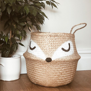 Cute <b>Animal</b> Belly Design Eco-Friendly Natural Straw Seagrass Collapsible Circle Customizable Laundry <b>Baskets</b> for Kids Teen Rooms - Product Image 1