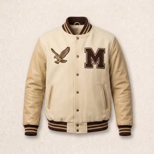 Veste universitaire en gros pour hommes, corps en coton, manches en satin, patchs personnalisés pour collections de boutiques, vente en gros - Product Image 1