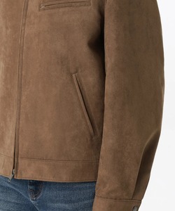 <b>Men's</b> Brown Suede Racer <b>Jacket</b> <b>Casual</b> Turn-down Collar Zipper Closure Regular Fit Autumn Wear - Product Image 5