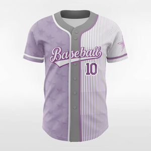 Maillot de baseball personnalisé par sublimation 2026 pour hommes, T-shirts à rayures, maillot de baseball à rayures violettes, service OEM ODM - Product Image 1