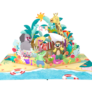 Tarjeta Pop-up 3D de Animal de Fiesta con Sobres, Tarjetas de Felicitación Divertidas Hechas a Mano, Tarjeta Pop-up con Impresión Digital, Manualidades de Papel 3D - Product Image 1
