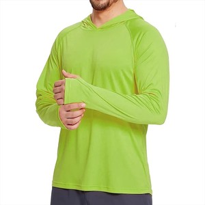 Camiseta de Manga Larga con Capucha para Hombre, Color Sólido, Absorbe la Humedad, Corte Ajustado, para Todas las Temporadas, Poliéster - Product Image 4