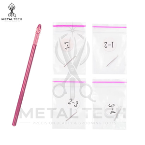 Kit de porte-aiguilles ventilés en alliage d'aluminium rose, aiguilles à crochet en acier multi-tailles, outil de fabrication pour extensions capillaires, toupets et frontaux en dentelle - Product Image 6