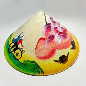 Traditional Vietnamese non la natural bamboo framed <b>hat</b> high quality hand painted cone shape <b>hats</b> - Product Image 5
