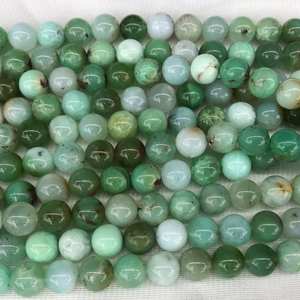 ลูกปัดหินคริสโซเพรสธรรมชาติทรงกลมสีเขียวสำหรับทำเครื่องประดับ DIY งานฝีมือ - Product Image 2