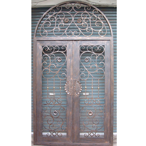 Postmodern Steel Wrought Iron Custom Entry <b>Door</b> Glass Panels Stainless Steel Screen Waterproof Exterior <b>Security</b> <b>Door</b> for Villa - Product Image 1