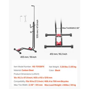Soporte vertical para bicicletas de montaña y carretera de 16 a 27.5 pulgadas, soporte vertical y horizontal para bicicletas - Product Image 5