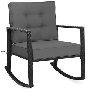 1 chaise à bascule en rotin pour patio extérieur avec coussin, mobilier de jardin - Product Image 1