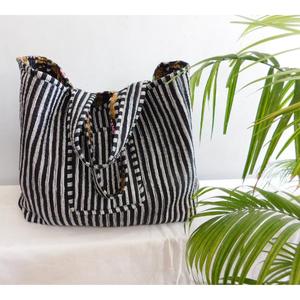 Bolso Tote Acolchado de Algodón Hecho a Mano con Estampado de Bloques, Cierre Abierto, Estilo Boho, Reutilizable, para Compras, Bolso de Hombro para Mujer, para Todas las Temporadas - Product Image 2